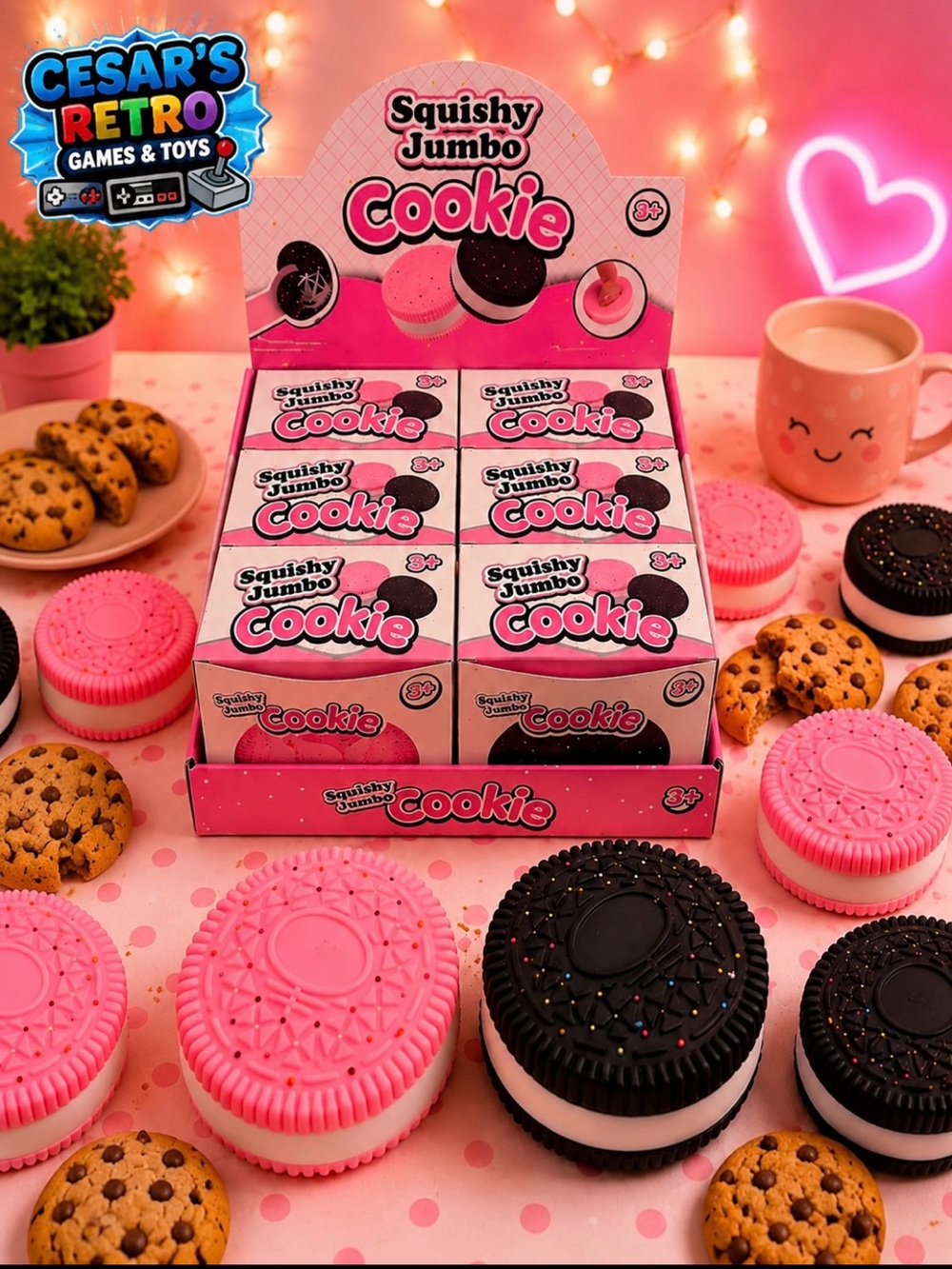 Squishy Jumbo Cookie - Pink & Black